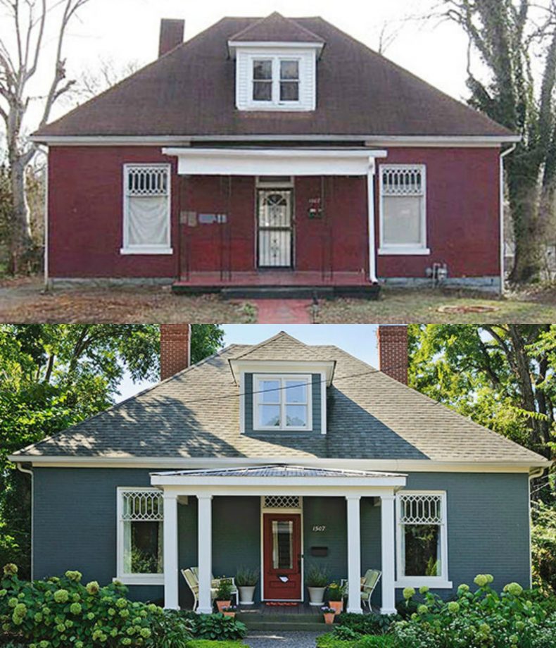 Blue Cottage Renovation exterior home makeover