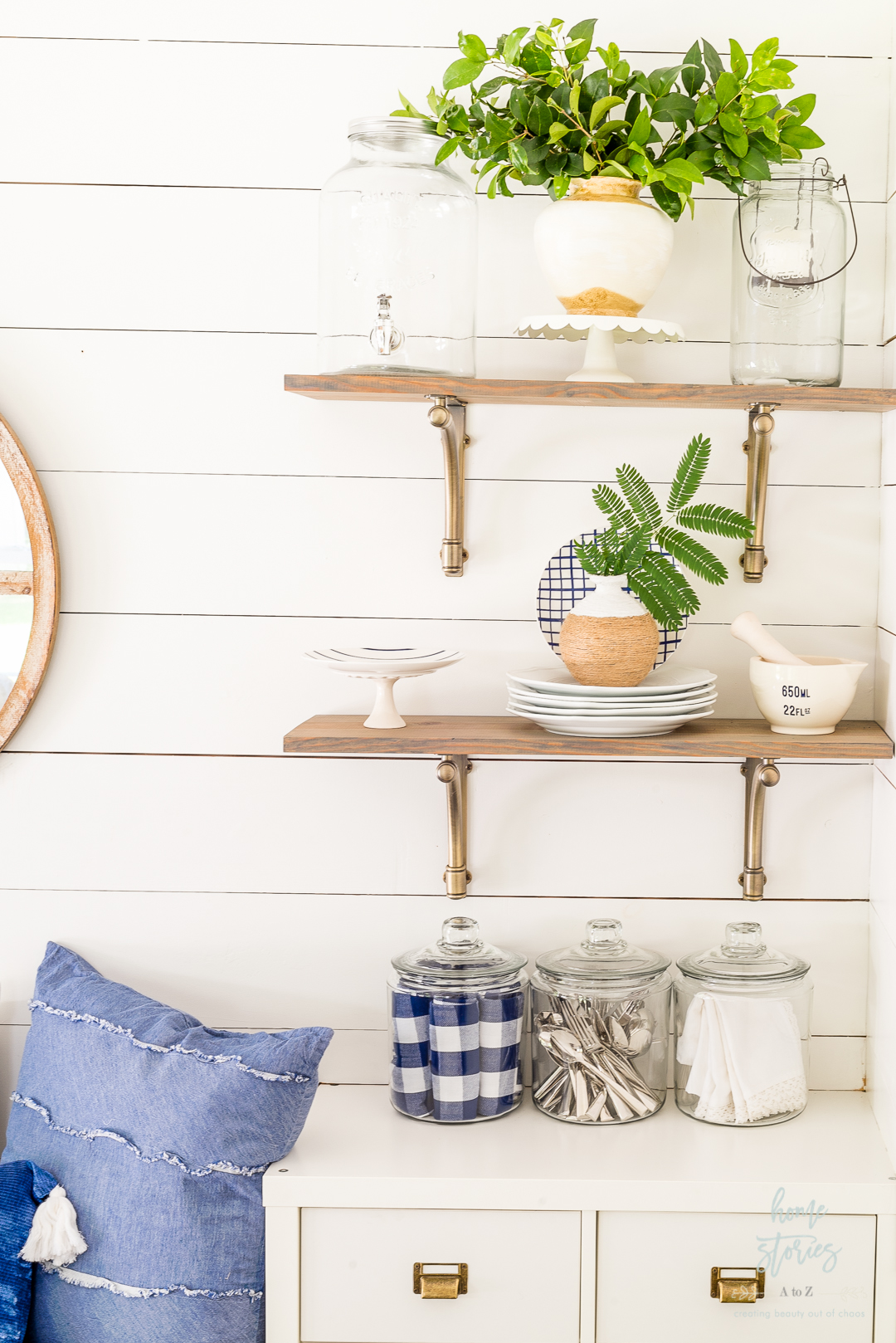 styled kitchen shelves