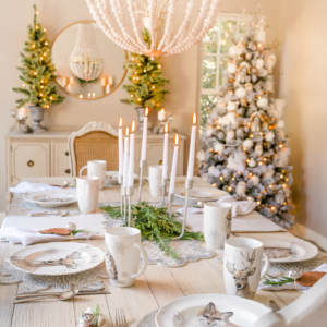 Woodland Glam Christmas Table Setting