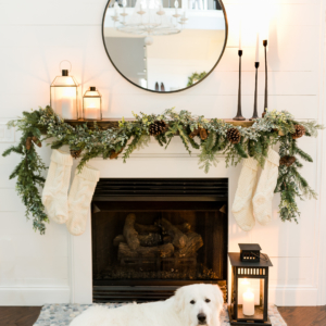 Christmas Mantel Decor Ideas - Black and White Living Room by Home Stories A to Z