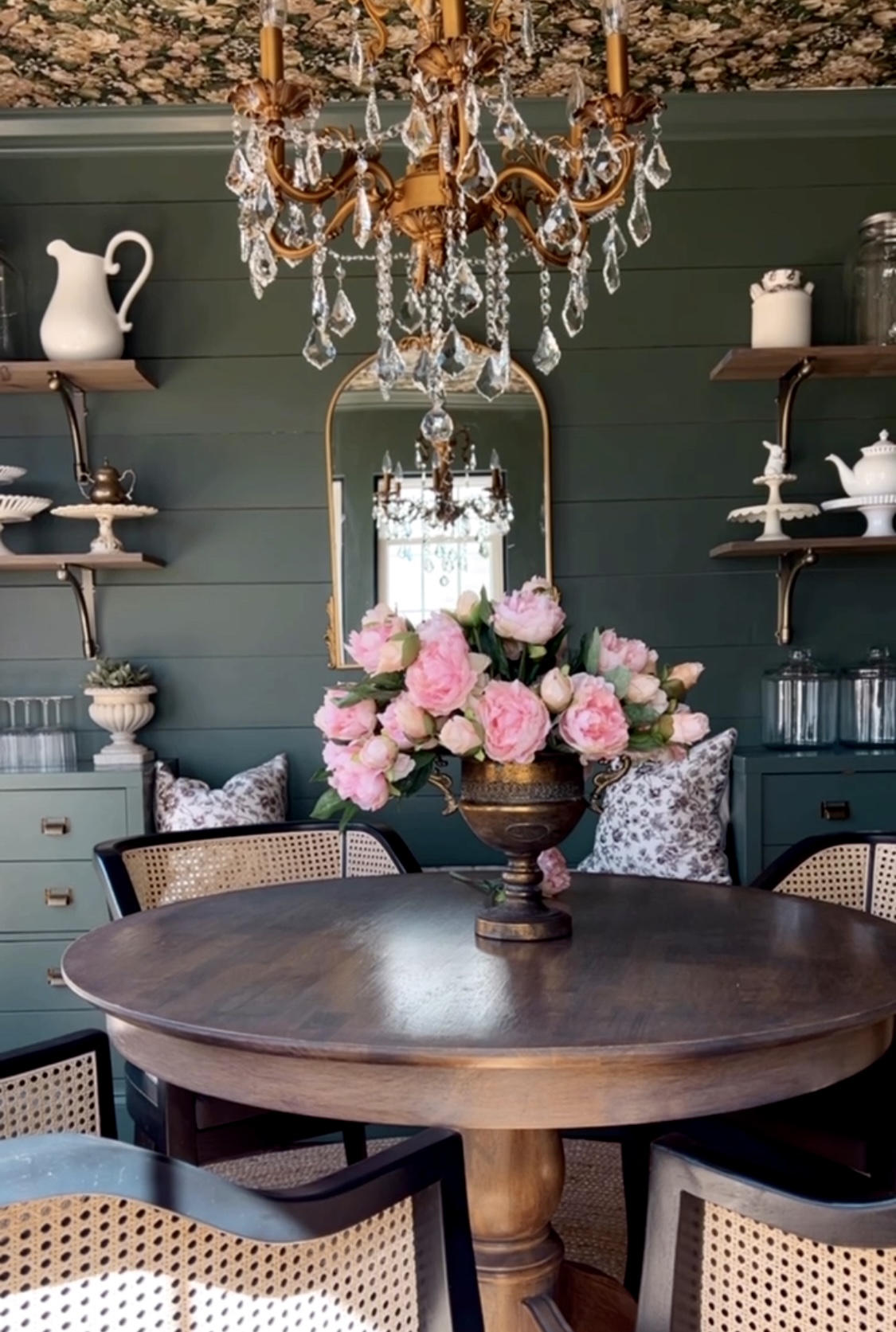 dark and moody green dining small dining room