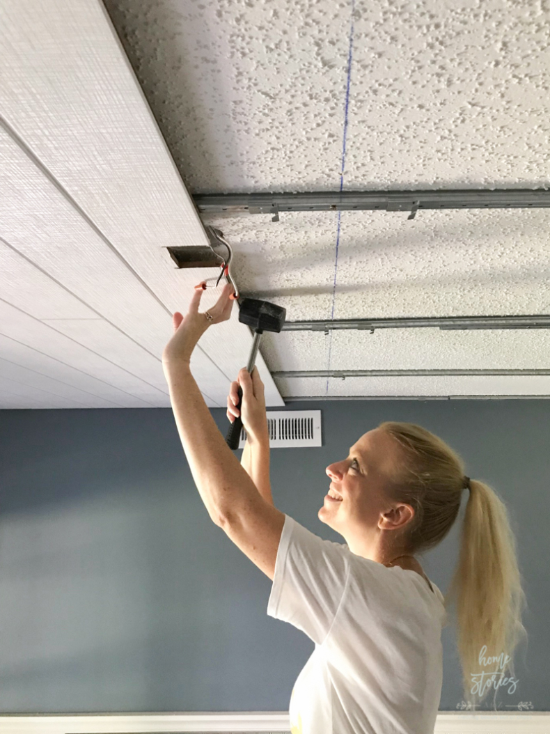 DIY Small Building Projects - Popcorn Ceiling Cover Up by Home Stories A to Z