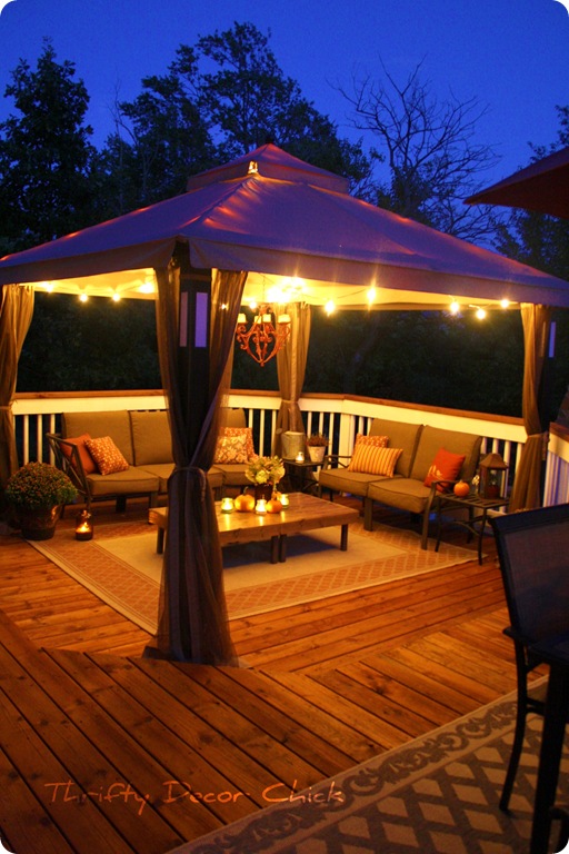 Entertaining Outdoors Using String Light - Gazebo by Thrifty Decor Post