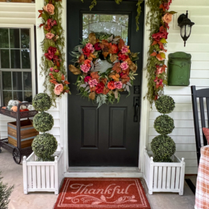 fall front porch black door