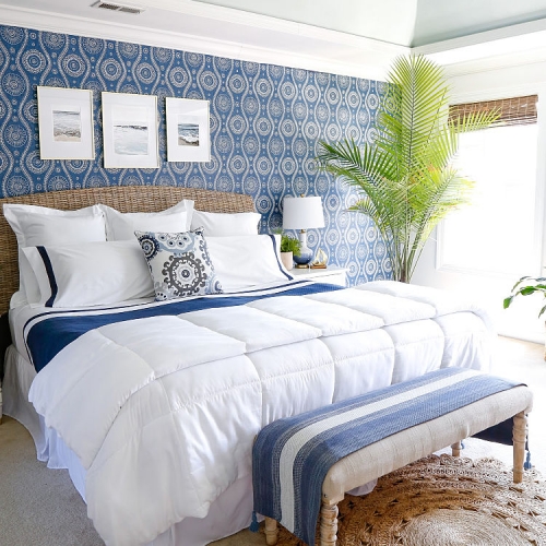 Gorgeous Blue Bedroom Decor Ideas - Coastal Blue Master Bedroom Makeover by Sand & Sisal