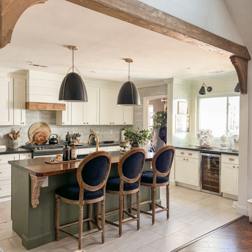 kitchen green island black granite