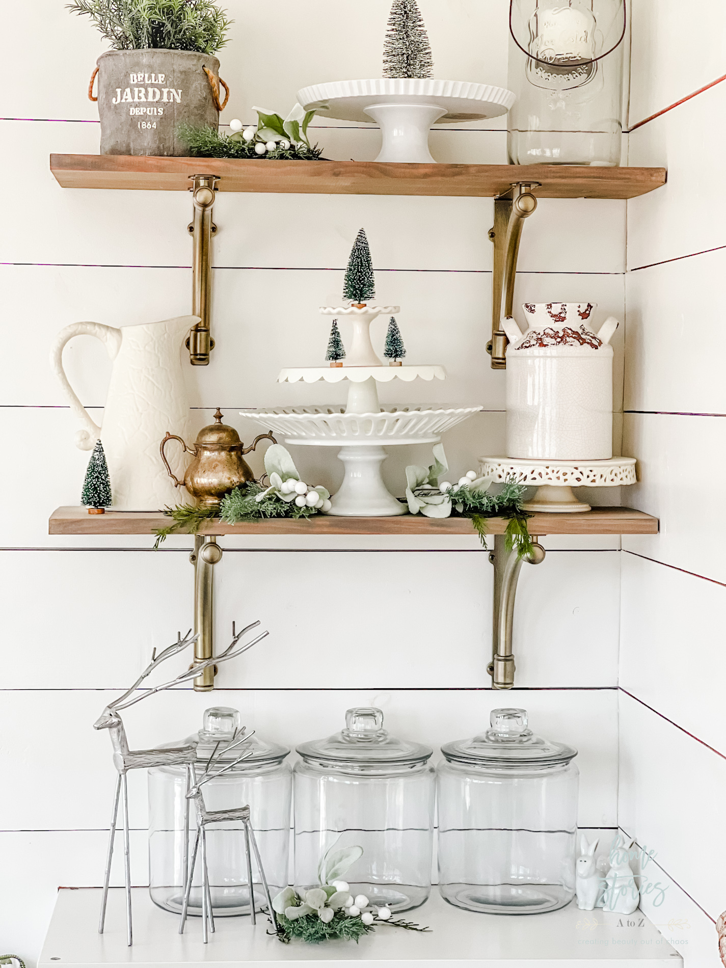 Christmas styled shelves