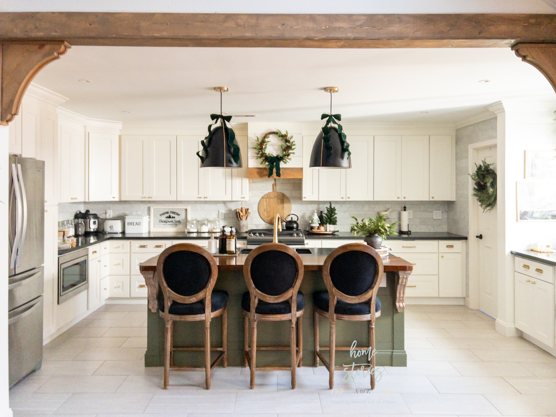 black and green kitchen