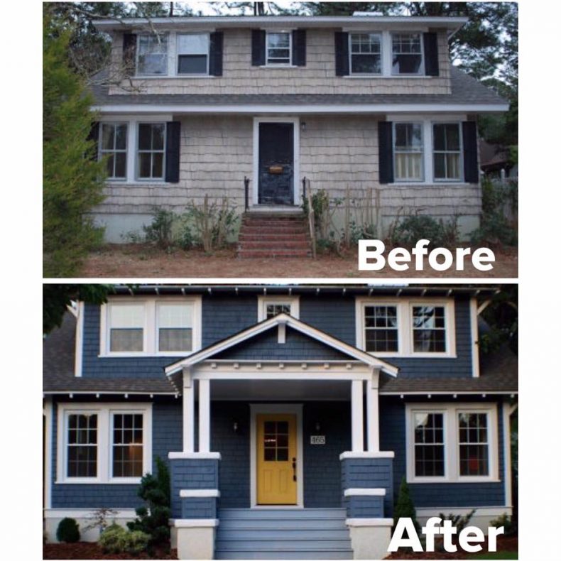 Porch Renovation blue paint exterior home makeover