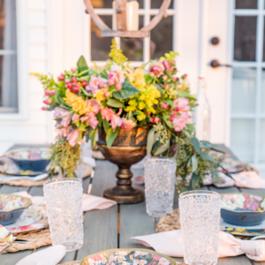 sping floral outdoor table setting