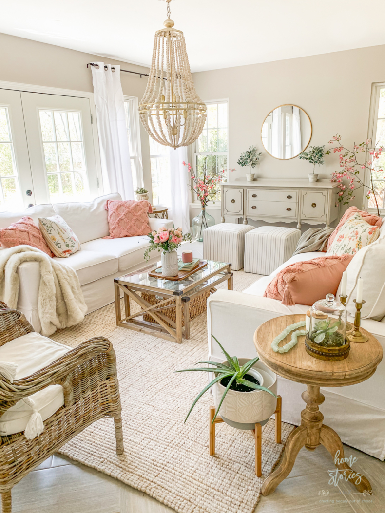 Spring Decor Ideas - Spring Cottagecore Living Room by Home Stories A to Z