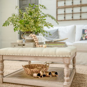 Summer Vignettes and Tiered TRay Ideas - Vintage Coffee Table Ideas by Home Stories A to Z