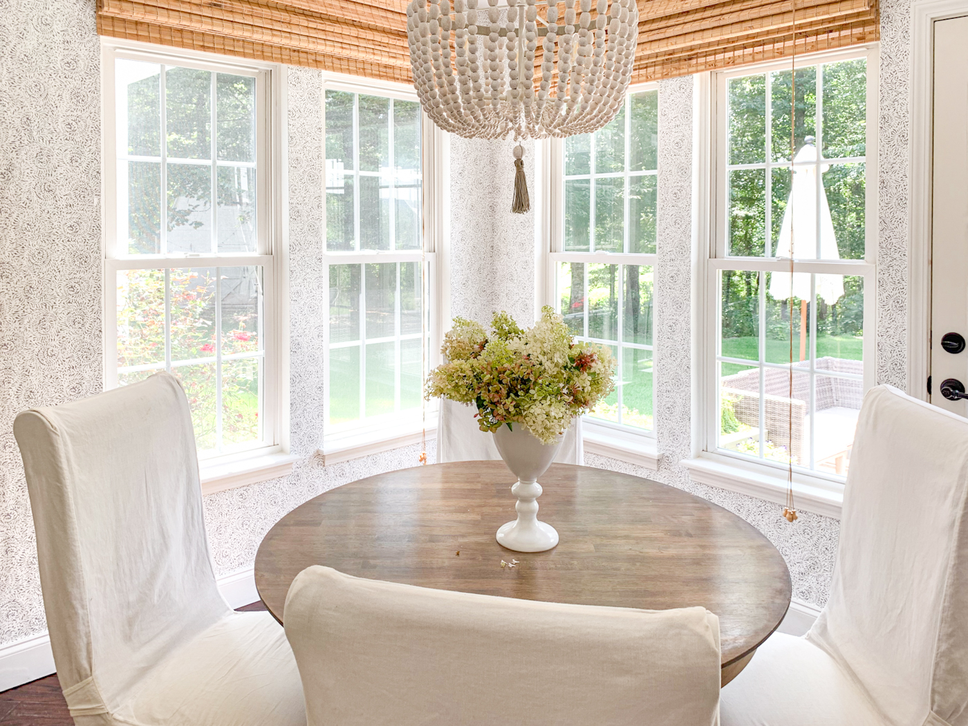 serena and lily wallpaper breakfast room