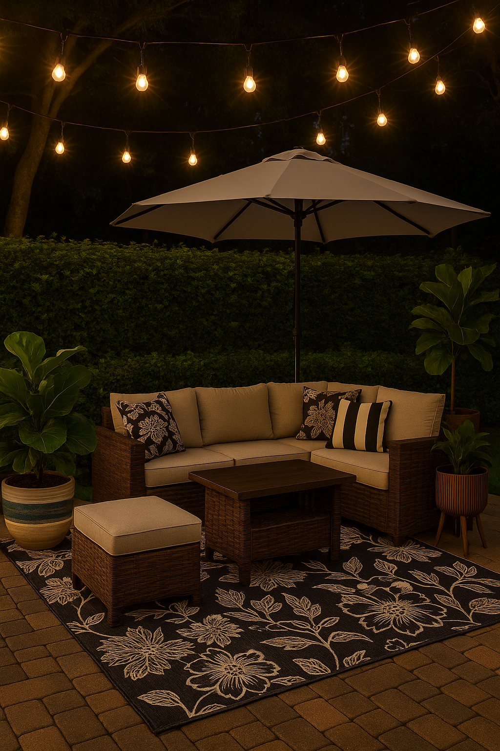 Black and Neutral Outdoor Patio Set