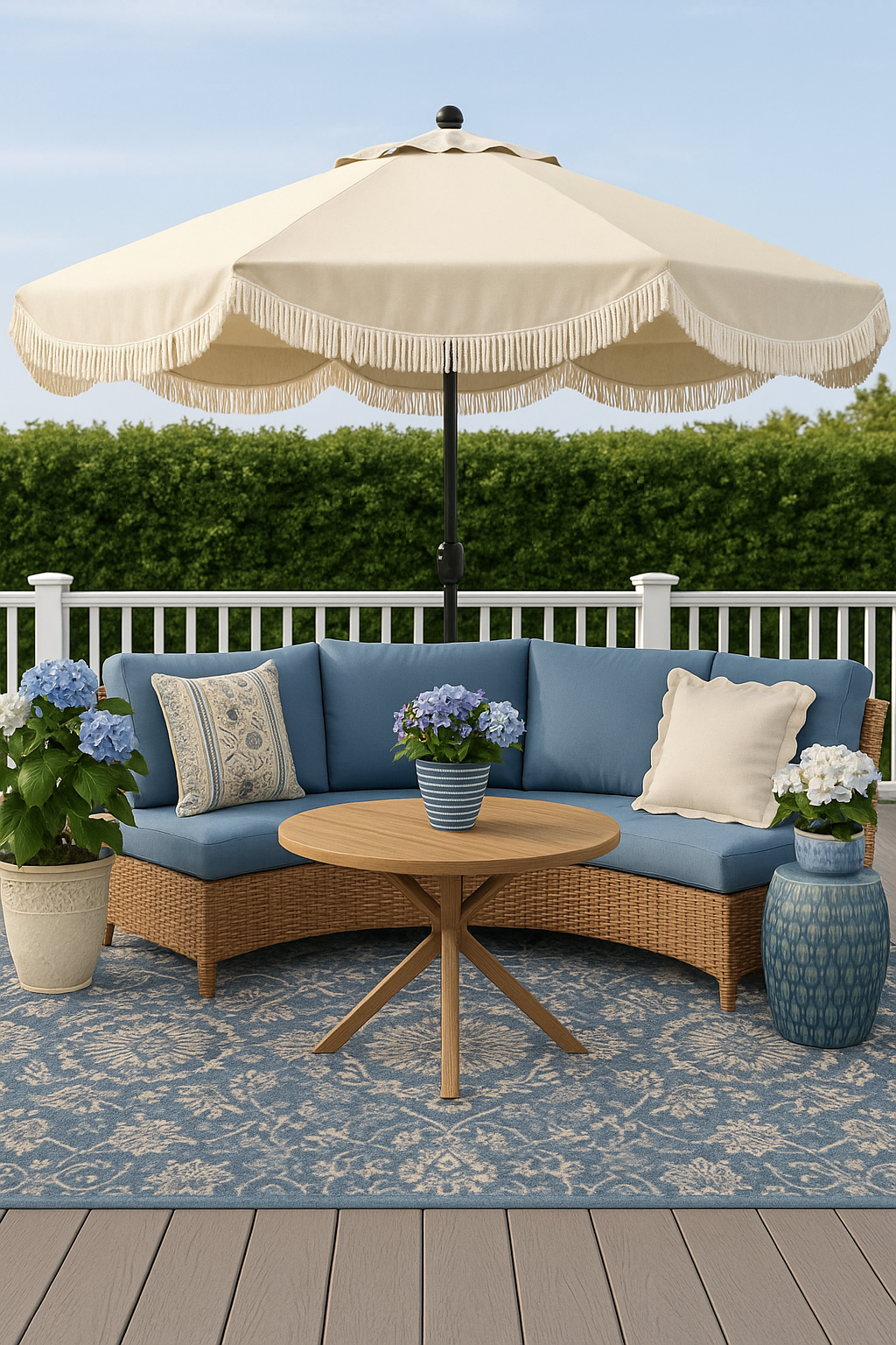 Blue Affordable Outdoor Patio Furniture with blue rug