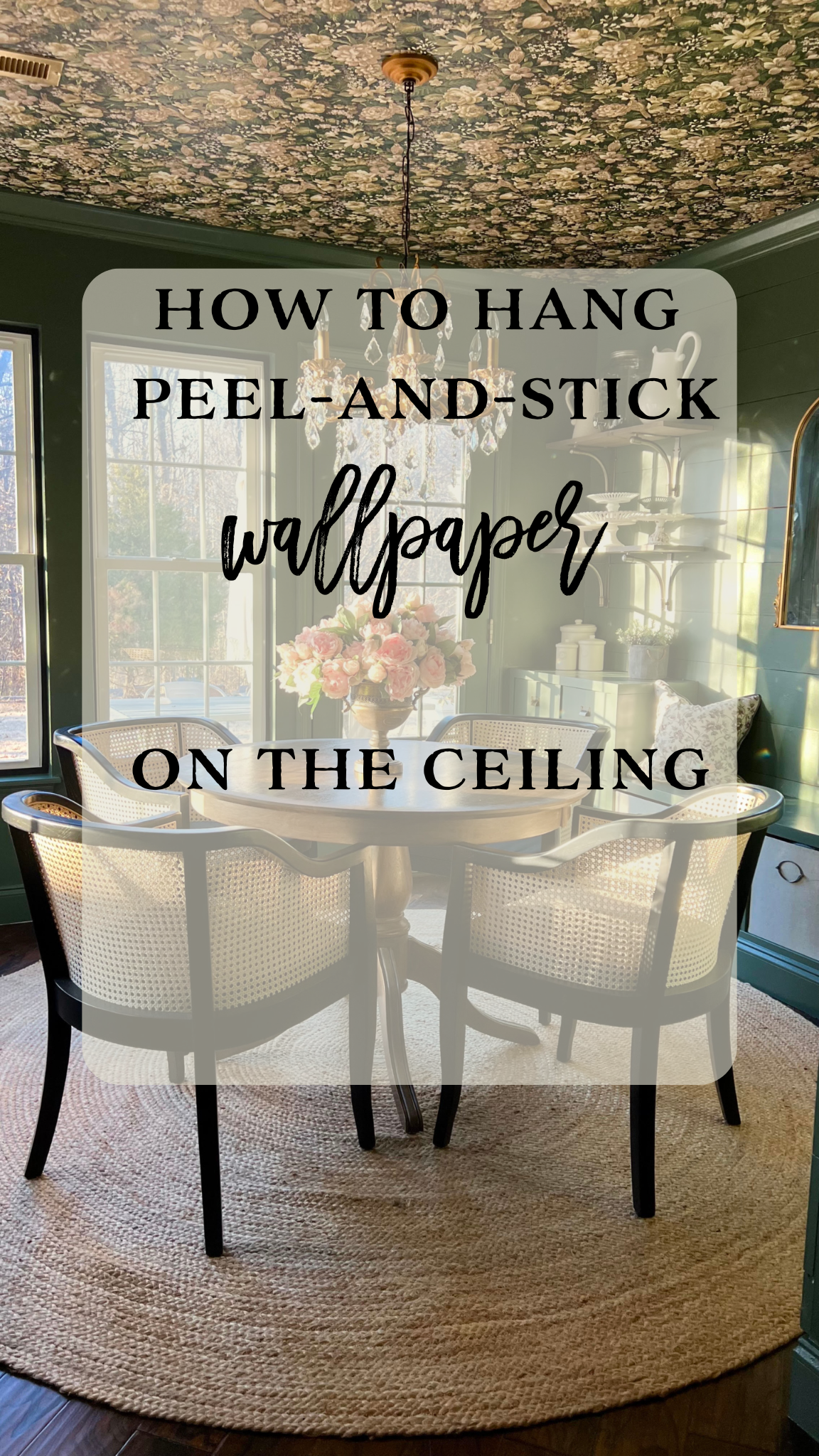 how to hang peel and stick wallpaper on the ceiling by yourself