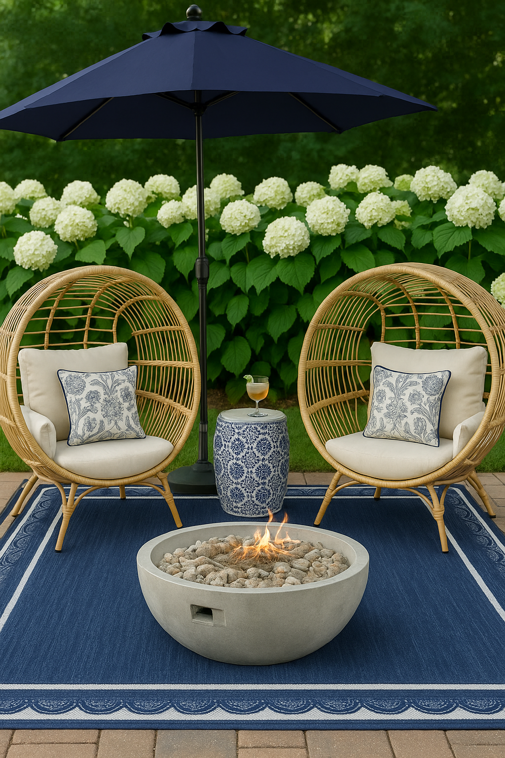 Navy Outdoor Patio Egg Chairs