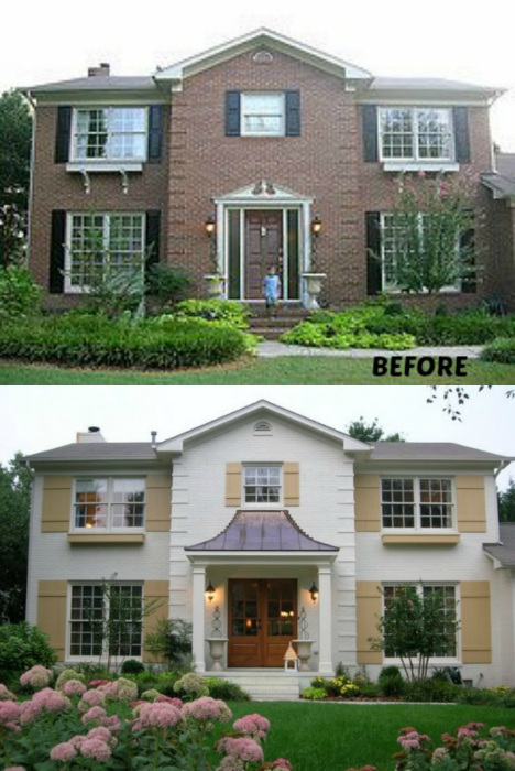 painted brick exterior makeover light and bright colonial brick makeover